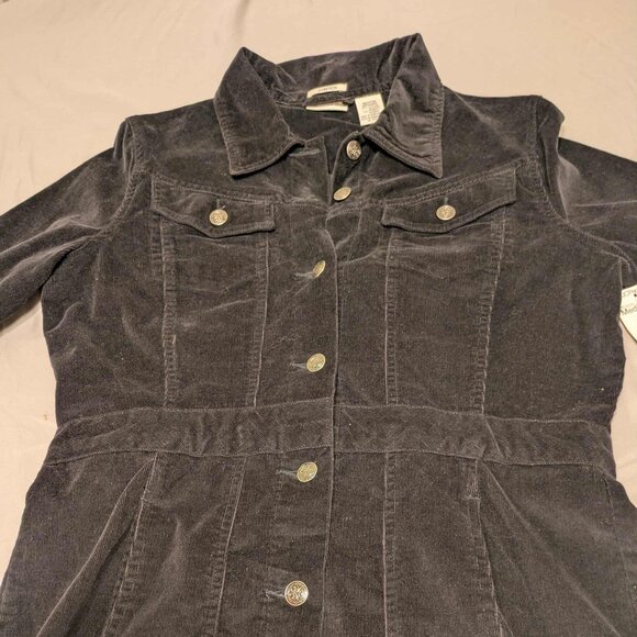 J.C. Penny St. Johns Bay Black 7 Button Up Corduroy Womens M Jacket - NWT - Picture 2 of 13